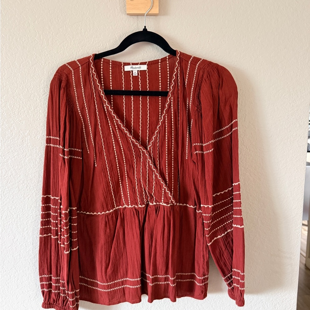 Madewell M Women's Embroidered V-Neck Blouse